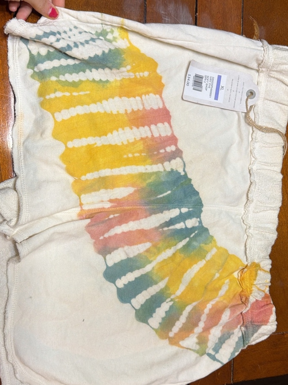 True Craft Cream Tie-Dye Women’s Shorts with Yellow, Green & Pink Accent
